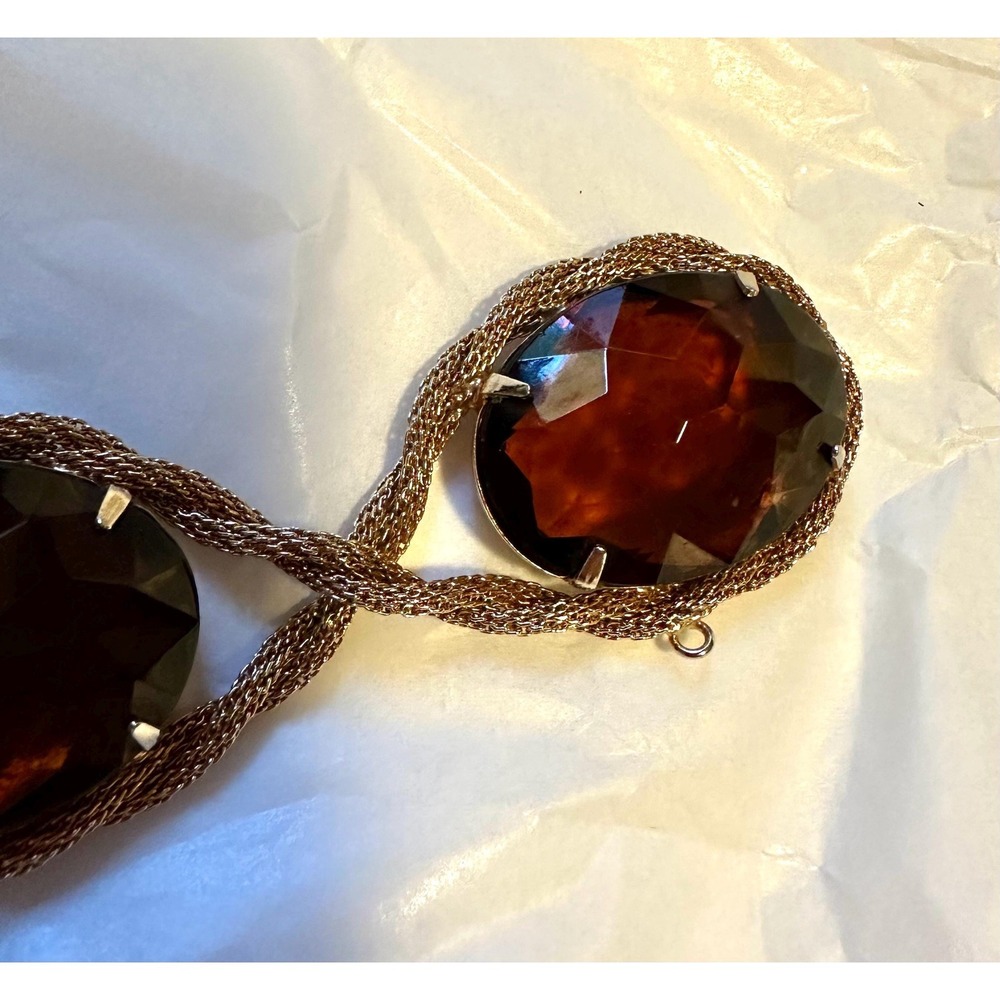 Hattie Carnegie Bracelet Gold Tone w/ large Purple Faceted Stones - Picture 3 of 7